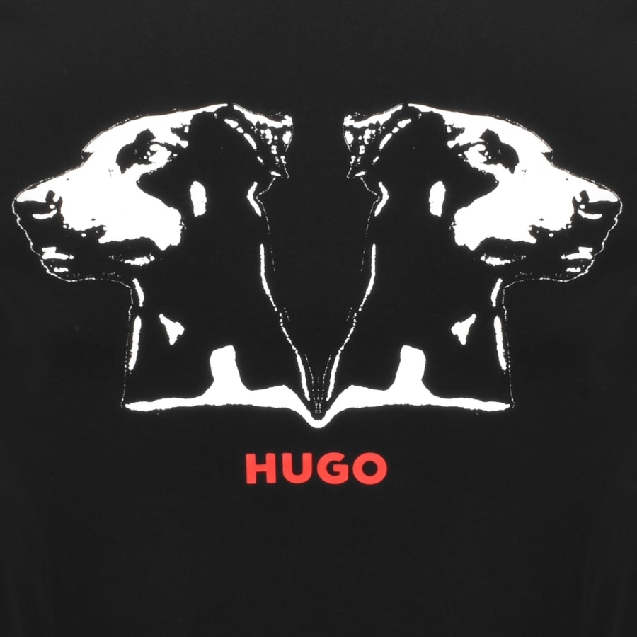 Hugo Dobermann Print Tシャツ HUGO - Cotton-jersey T-shirt with Dobermann print - Black